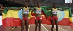 Etiopijas skrējējas aizņem visu goda pjedestālu 5000 metros