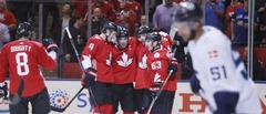 Kanādas hokejisti uzvar pirmajā Pasaules kausa fināla spēlē