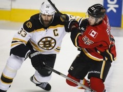 "Bruins" izlaiž trīs vārtu pārsvaru un piekāpjas "Flames"