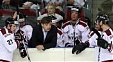 FOTO: Latvijas un Baltkrievijas hokeja izlašu spēle