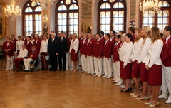 Latvijas sportisti tiekas ar Valsts prezidentu un Saeimas priekšsēdētāju
