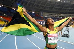 Arī 100 metru sprintā sievietēm pasaules čempionāta zelts tiek Jamaikai