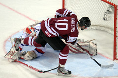 Olimpiskais hokeja turnīrs. Latvija - Šveice 0:0 (Rit 1.trešdaļa)