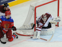 PČ hokejā. Latvija - Krievija 1:4 (rit 2.periods)