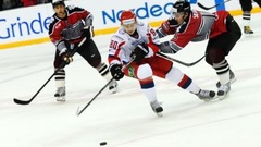 Hokejs: Latvija - Krievija pēc pirmās trešdaļas 1:1