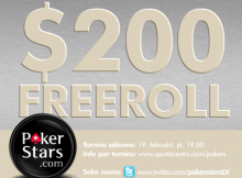 Pokerstars $200 Freerolls sāksies pl. 19.00