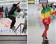 Москва: скейтбординг под дождем
